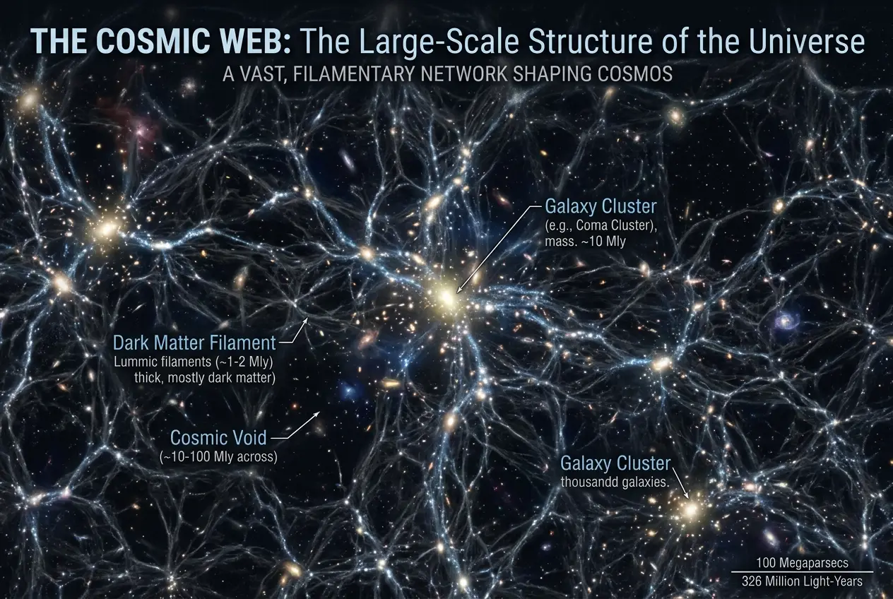 Visual explanation of Can the Cosmic Web Compute Our Universe's Fate?