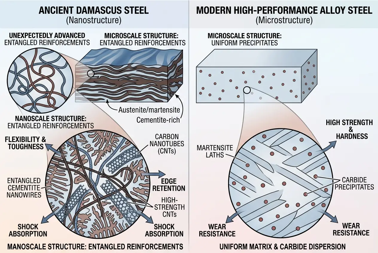 Visual explanation of Damascus Steel: Did Ancient Smiths Use Nanotech?