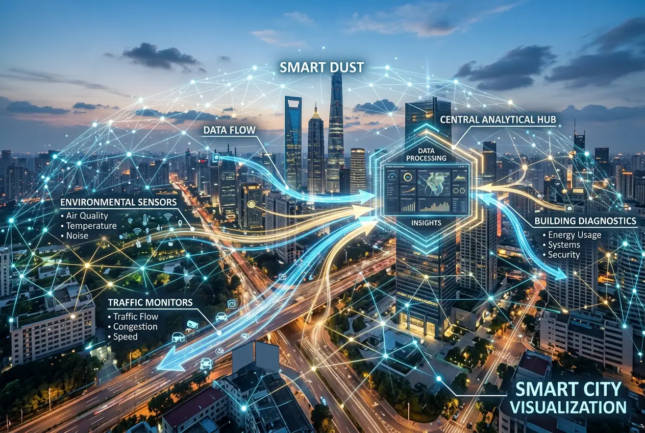 Visual explanation of Smart Dust: Will Our World Get a Digital Skin?