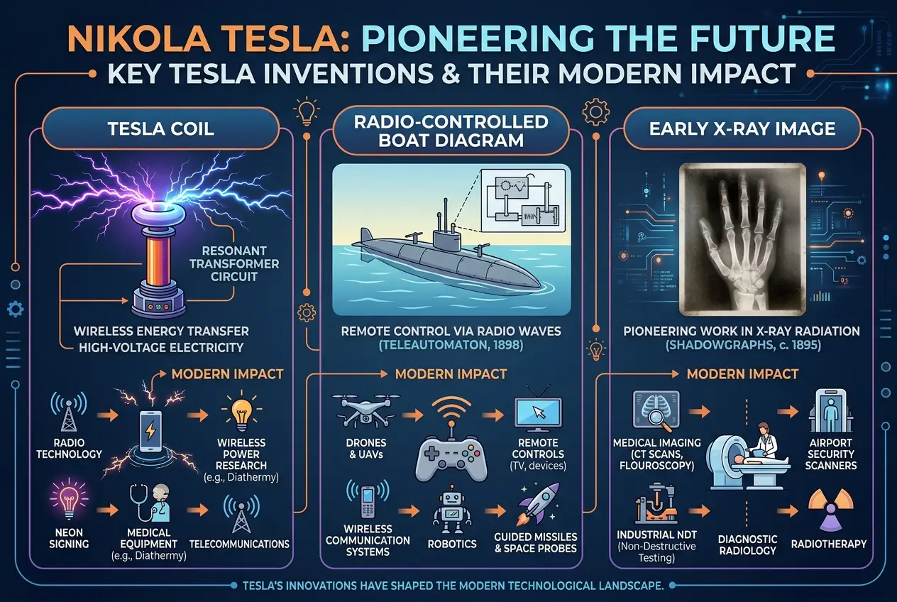 Visual explanation of Nikola Tesla: The Enigmatic Genius Who Wired Our Modern World