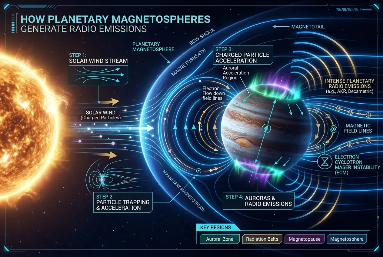 Visual explanation of Why Do Some Planets 'Sing' in Radio Waves?