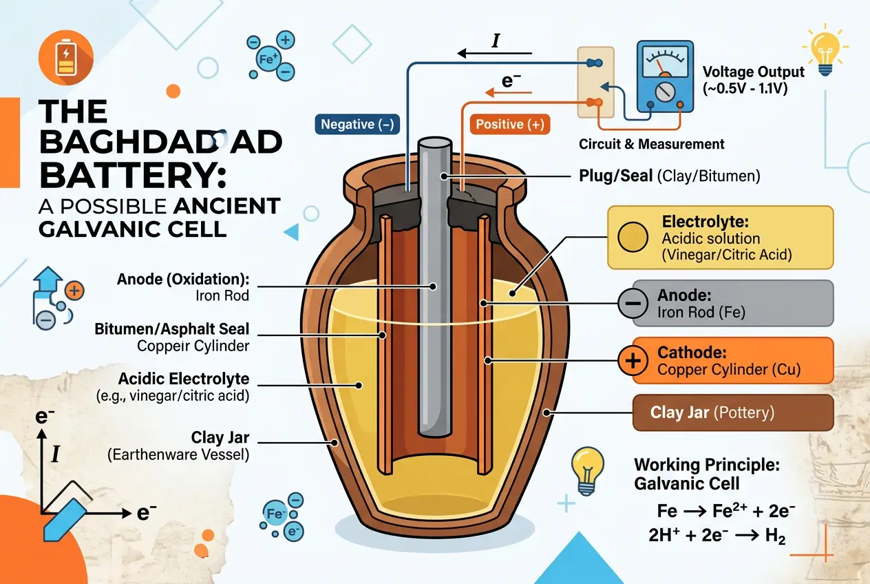 Visual explanation of Baghdad Battery: Did Ancients Spark Our Electric Age?