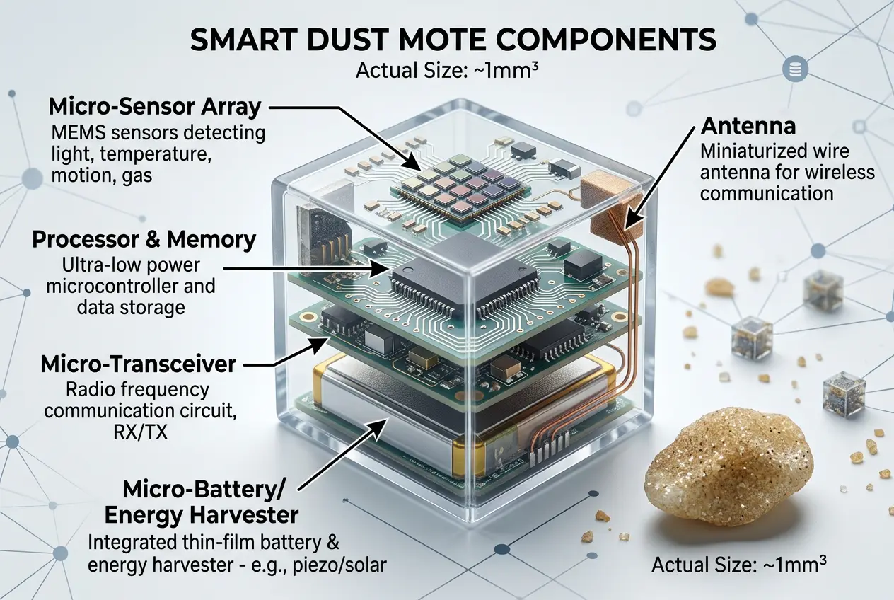 Visual explanation of Smart Dust: Will Our World Get a Digital Skin?