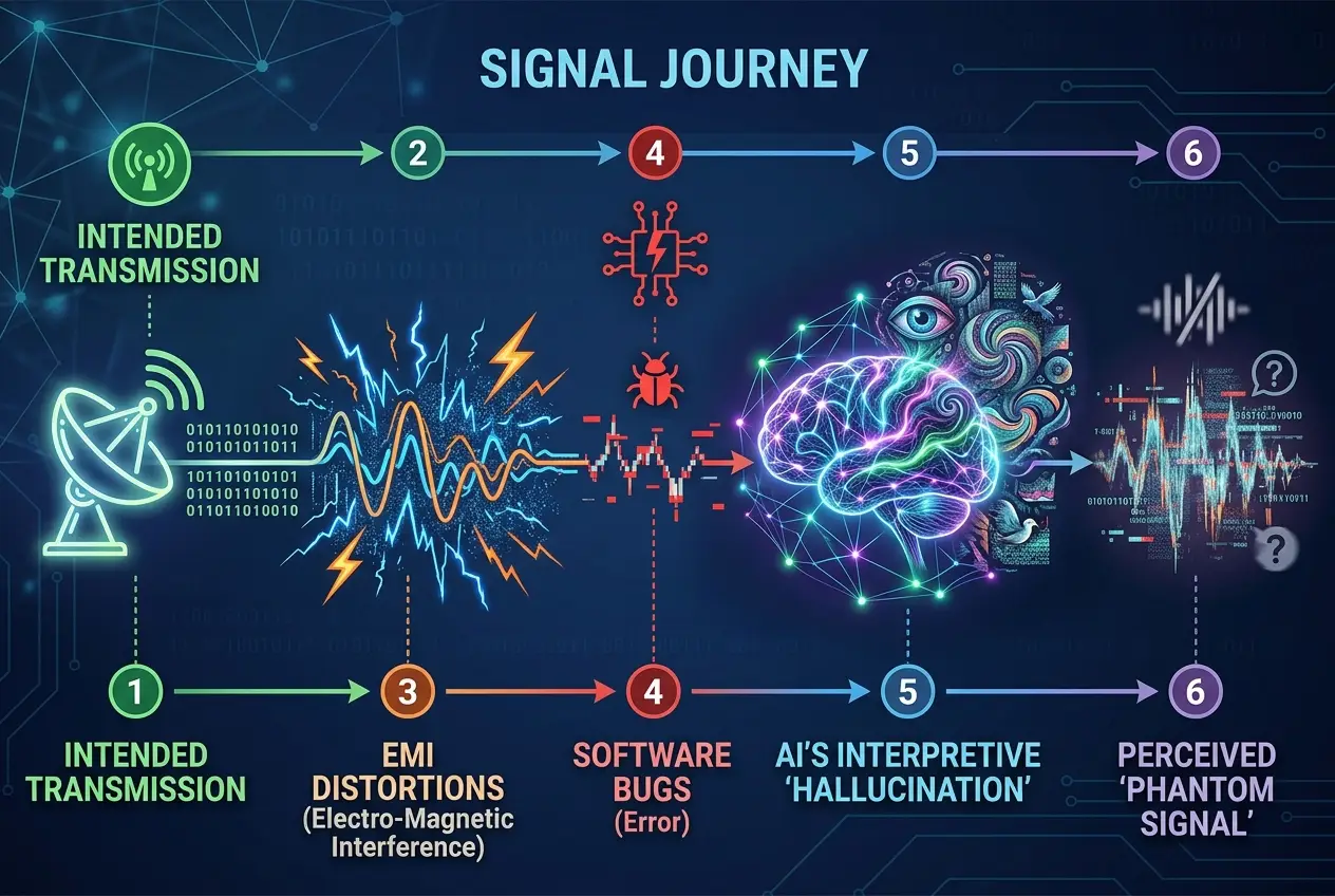 Visual explanation of Phantom Signals: Does Our Tech Create Digital Ghosts?