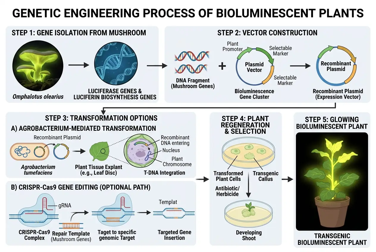 Visual explanation of Could Bioluminescent Plants Light Up Our Cities?