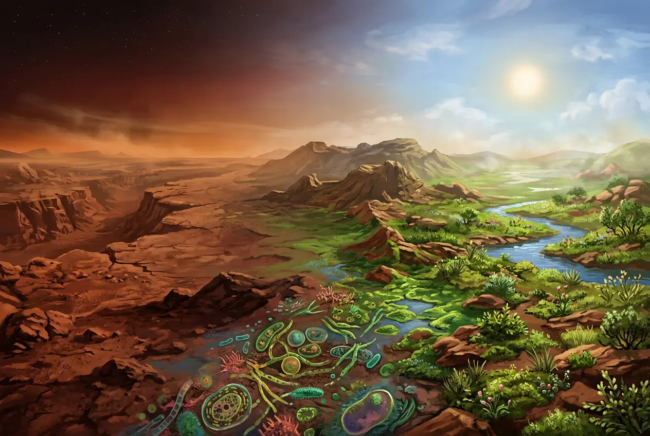 Could Microbes Greenify Mars? The Bio-Engineering Dream
