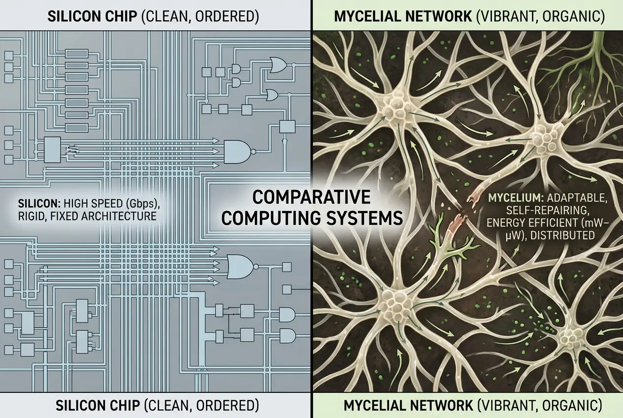 Visual explanation of Can Fungi Build Computers? Mycelial Tech Power
