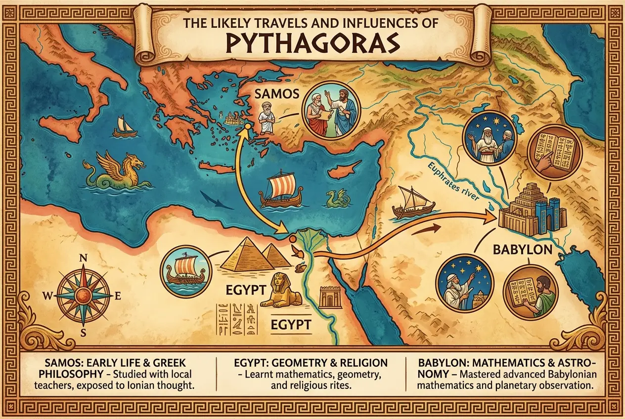 Visual explanation of Pythagoras: The Enigmatic Sage Who Unveiled Cosmic Harmony