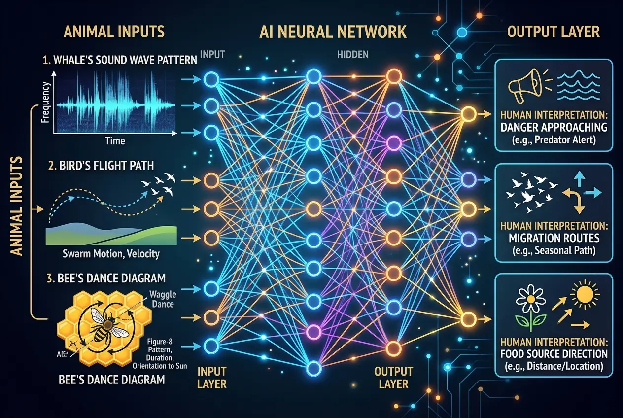 Visual explanation of Can AI Decode Animal Language? New Rosetta Stone