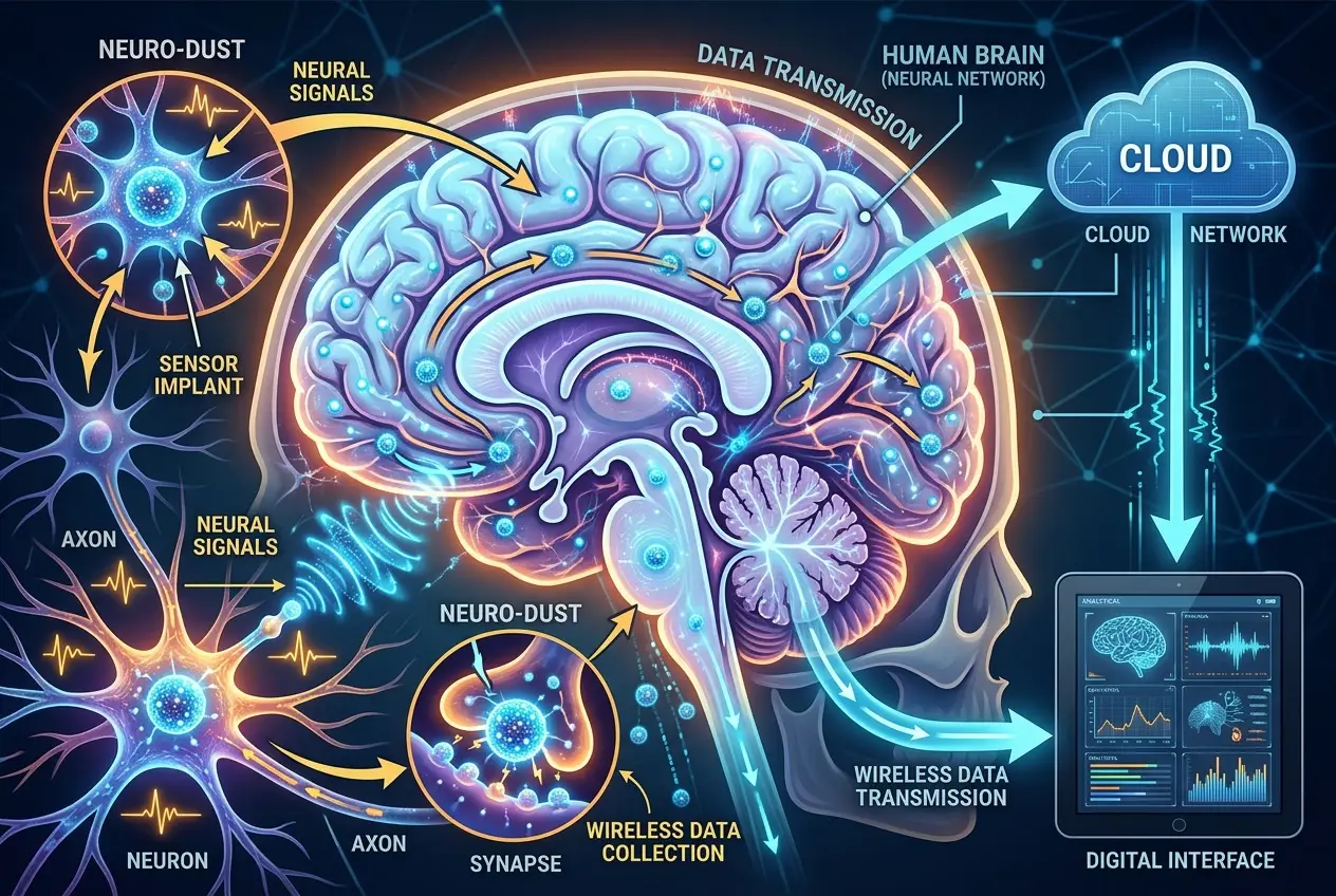 Visual explanation of Can Neuro-Dust Upload Our Minds? Digital Immortality