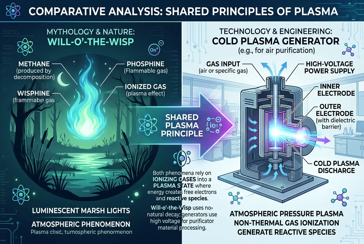 Visual explanation of Will-o'-the-Wisps: Could Swamp Lights Be Plasma Tech?