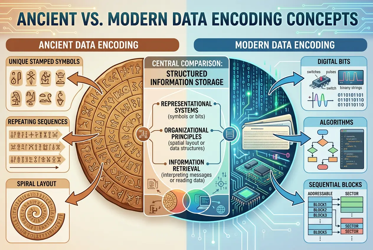 Visual explanation of Phaistos Disc: Ancient Data or Lost Code?