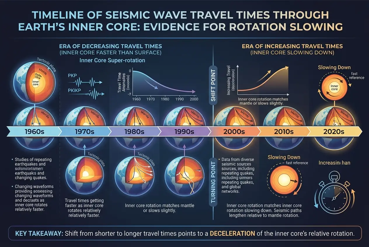 Visual explanation of Is Earth's Core Slowing? A Cosmic Time Shift