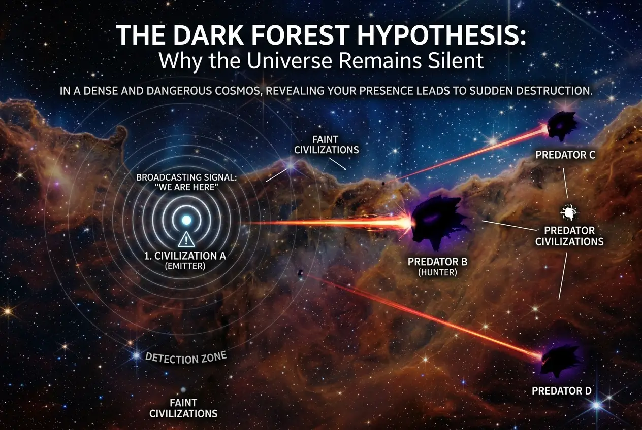 Visual explanation of Are Dark Forests Hiding Alien Tech?