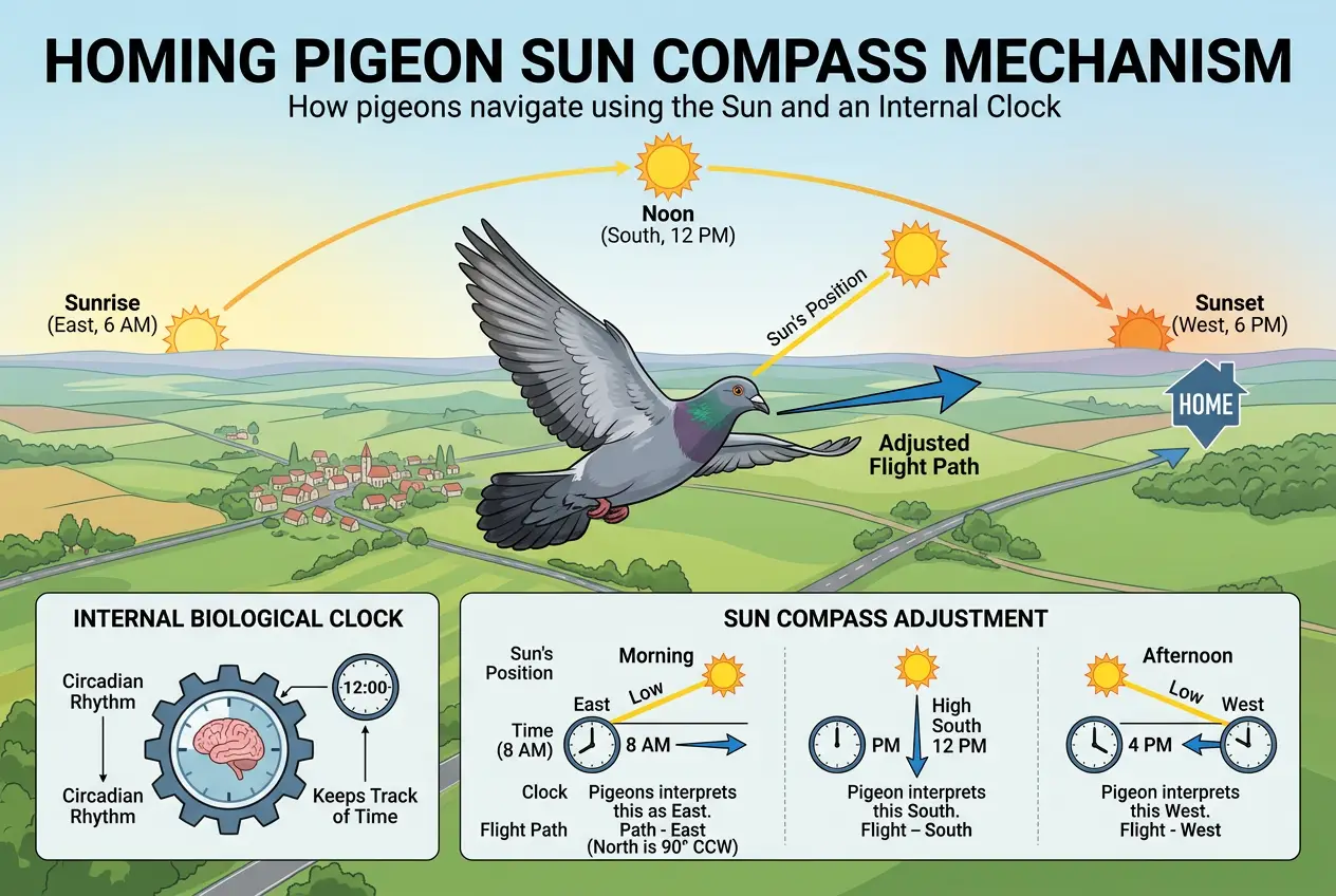 Visual explanation of How Did Homing Pigeons Master Ancient GPS?