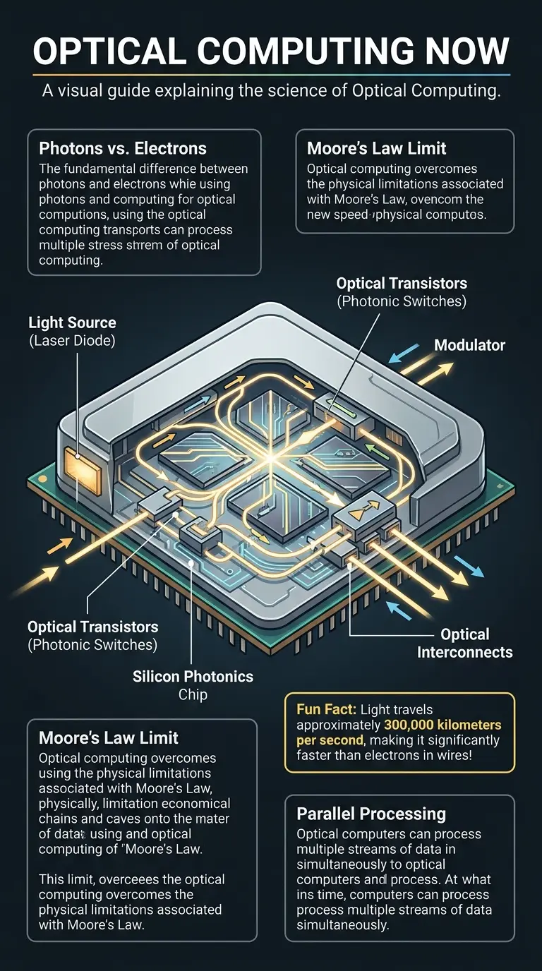 Optical Computing Infographic: Learn how light can revolutionize computers, boosting speed and efficiency. #opticalcomputing #photonics #futuretech