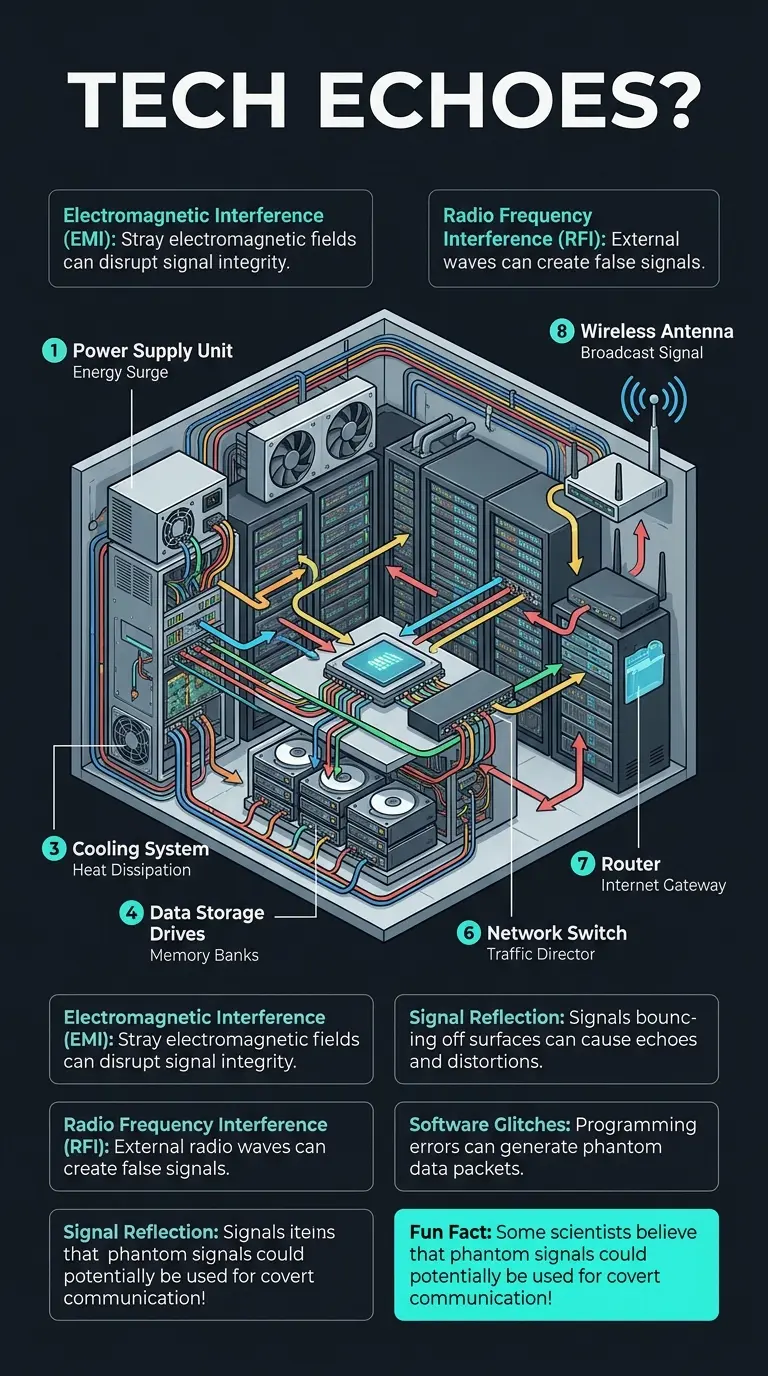 Infographic explaining the phenomenon of phantom signals and how technology can create digital ghosts.