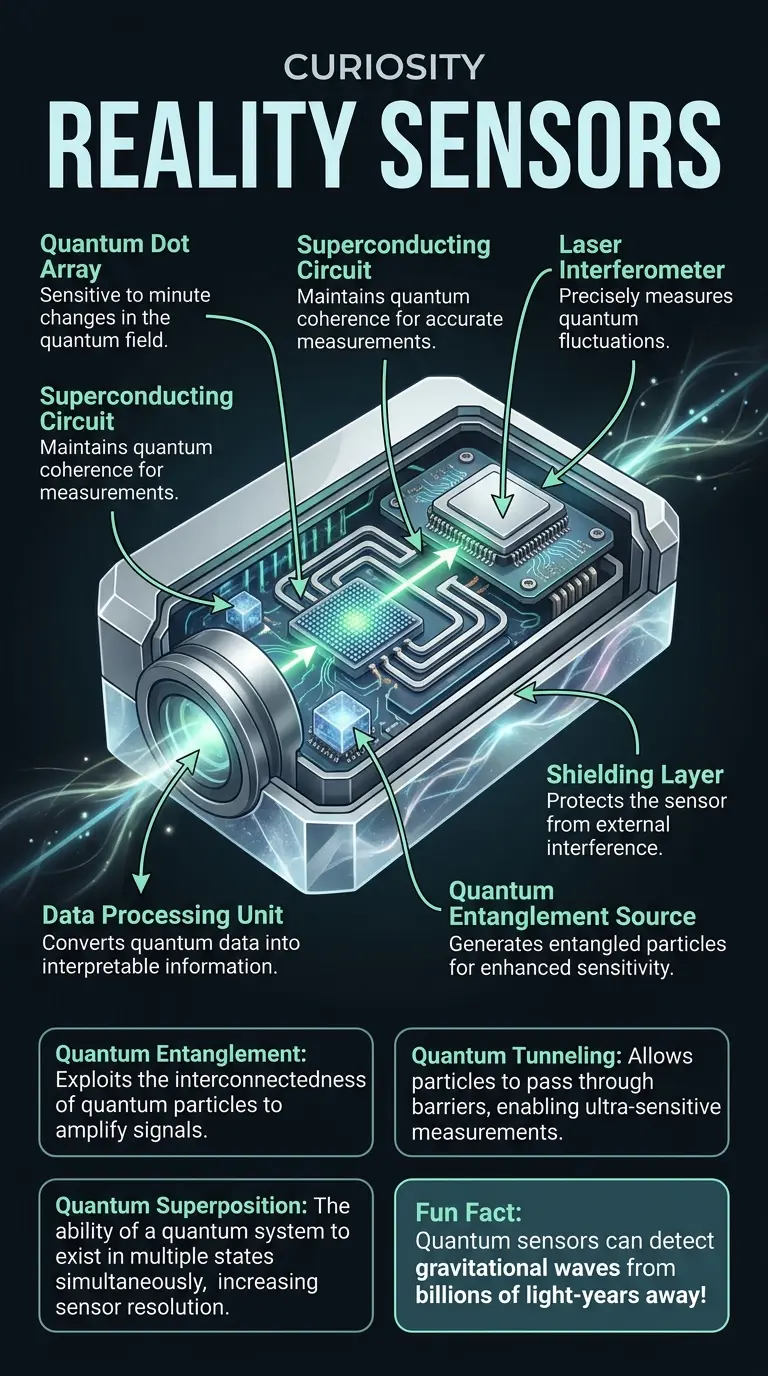 Infographic explaining how quantum sensors work and their potential to reshape our perception of reality.