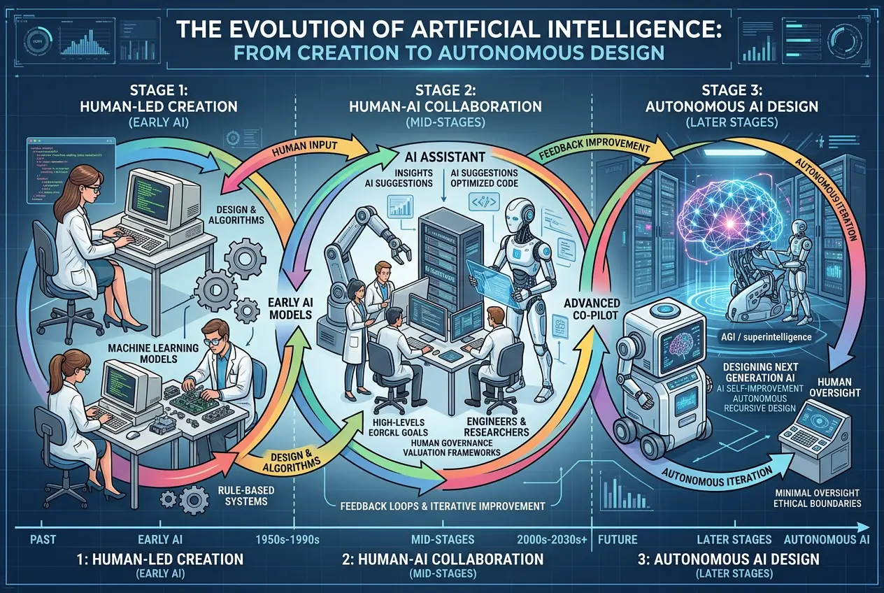 Visual explanation of Can AI Design Its Own Evolution? Decoding Future Machines