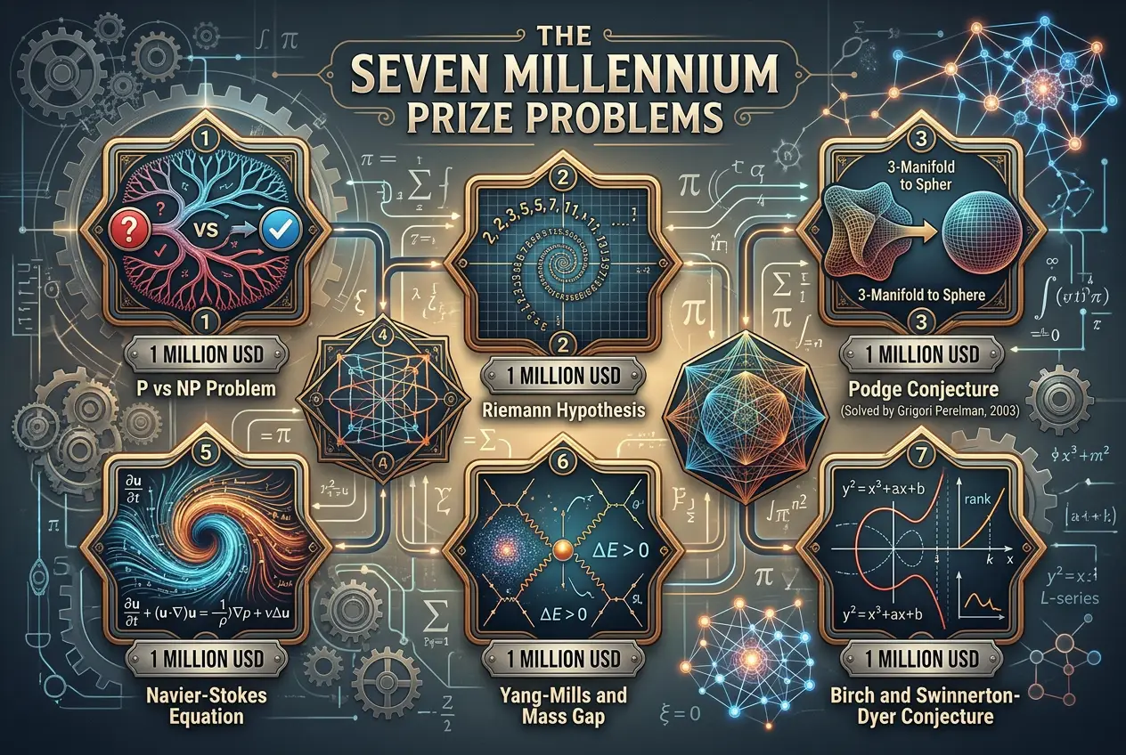 Visual explanation of Can Math Make You Rich? The Unsolved Puzzles Worth Millions