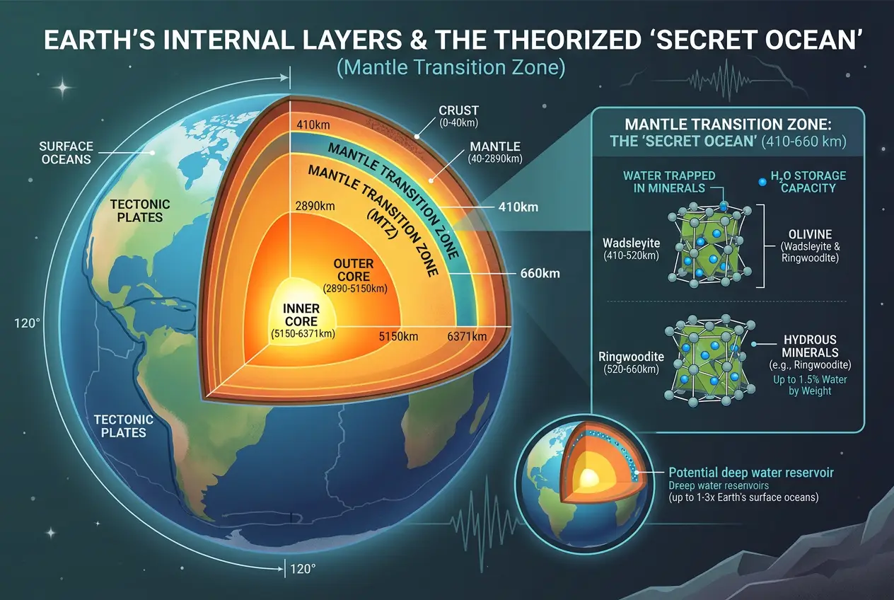 Visual explanation of Does Earth's Center Hide a Secret Ocean?
