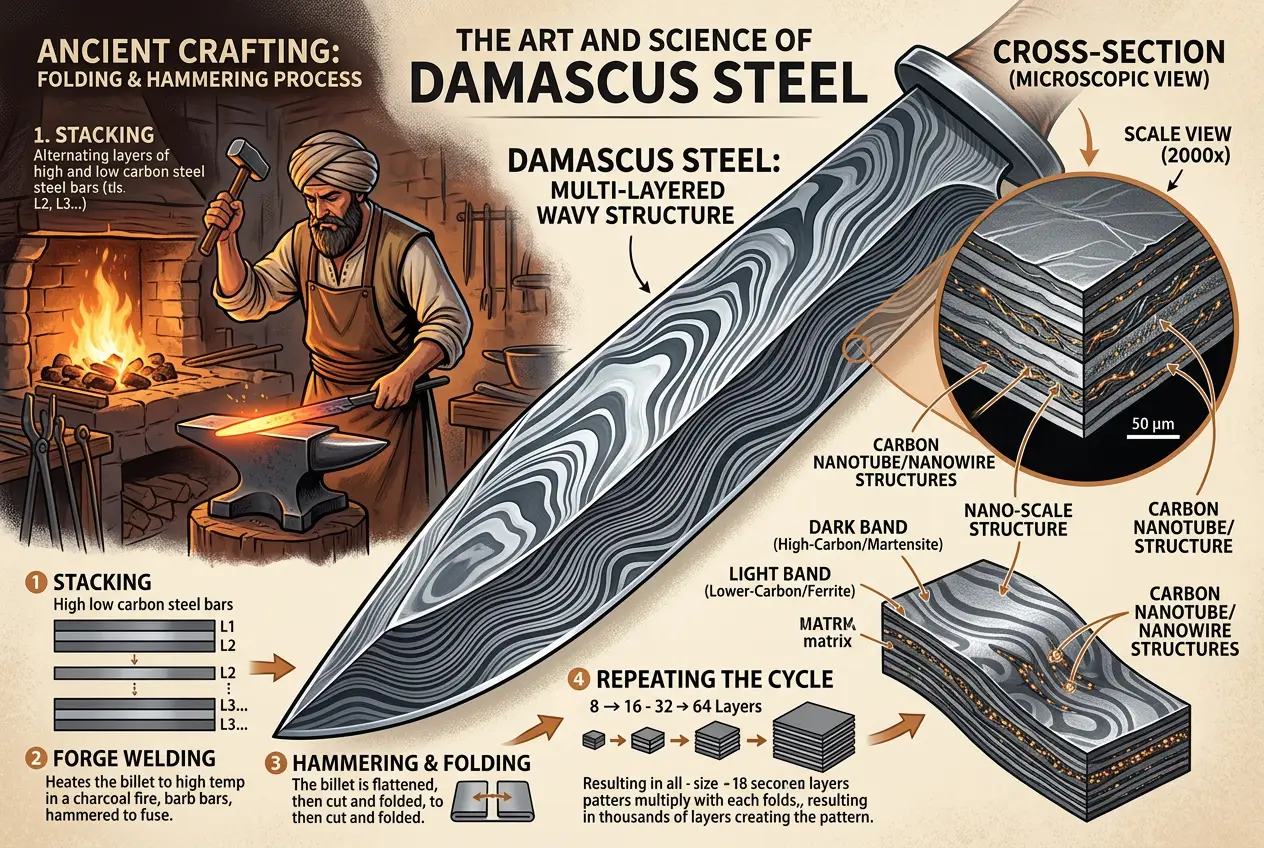 Visual explanation of Damascus Steel: Was Ancient Tech Stronger Than Modern?