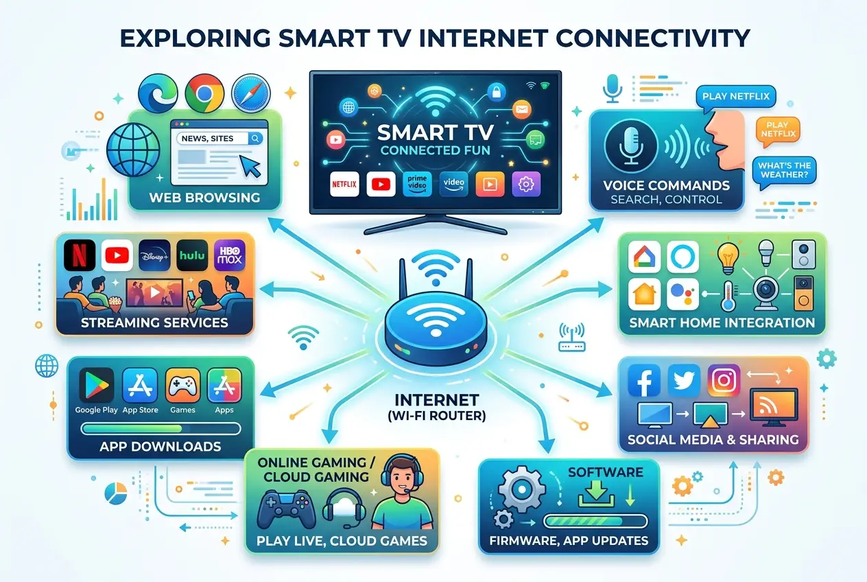 Visual explanation of Why Does Your Smart TV Need the Internet? Unpacking Connected Living