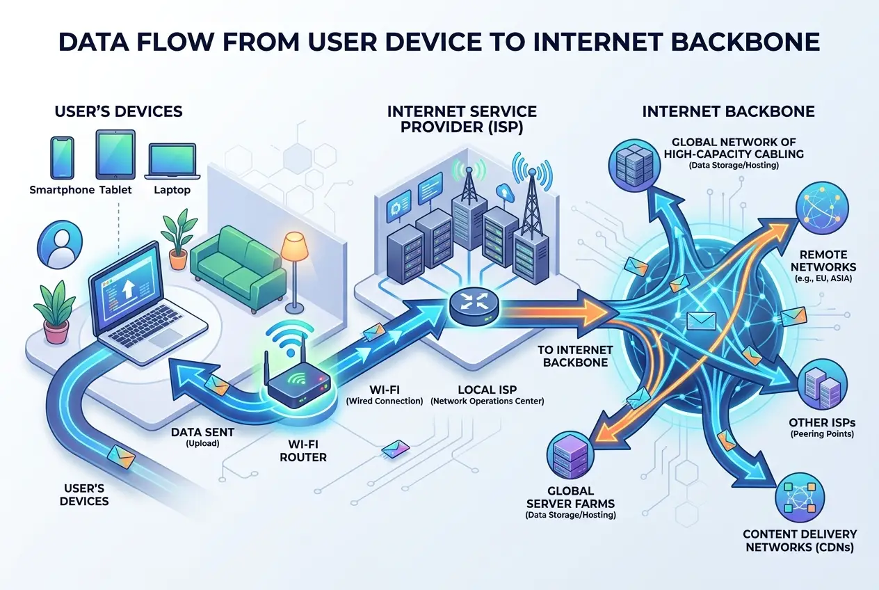 Visual explanation of How Does Your Data Instantly Cross Continents?