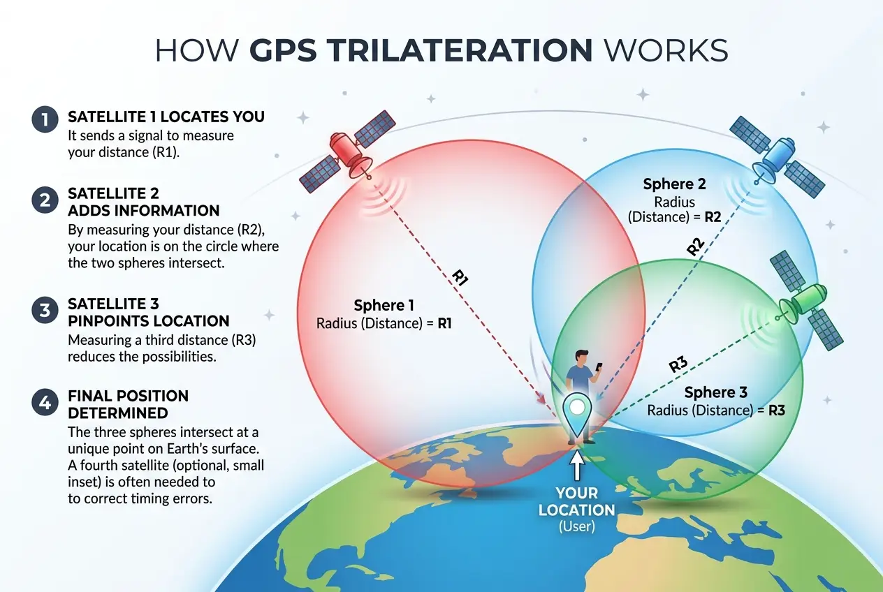 Visual explanation of GPS: How Satellites Know Your Exact Spot